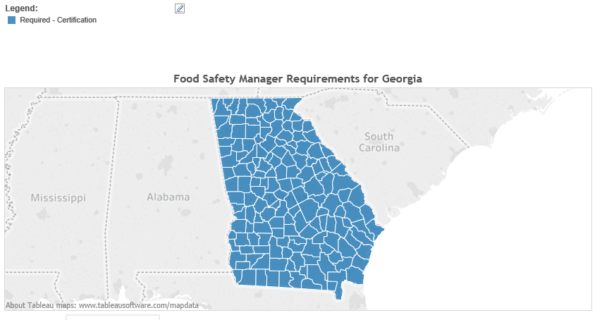 Map - Food Safety Manager Requirements for Georgia